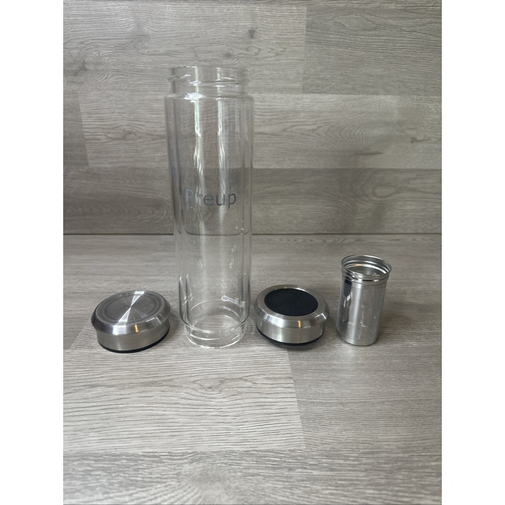 Preup Tea Infuser and Glass‎ Water Bottle. Excellent Condition. On-The-Go Brew.